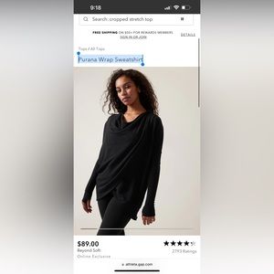 Purana Wrap Sweatshirt size s athleta